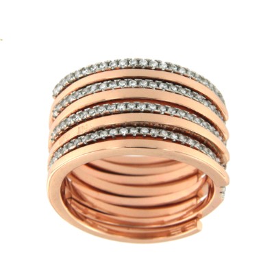 ALEXANDR, anillo de plata ancho con circonitas