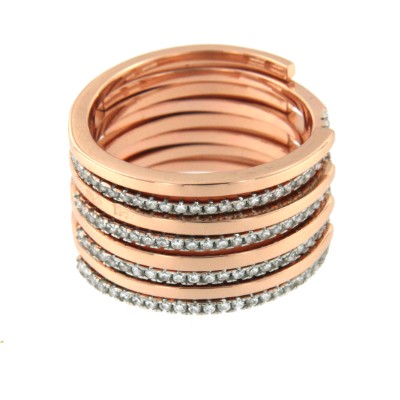 ALEXANDR, anillo de plata ancho con circonitas