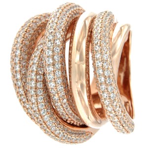 ALEXEY, anillo extra ancho de plata con circonitas