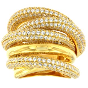 ALEXEY, anillo extra ancho de plata con circonitas