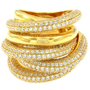 ALEXEY, anillo extra ancho de plata con circonitas