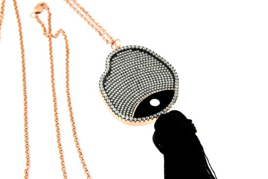 DMITRY, gargantilla plata con dije y borlón de seda - Roman Joyero