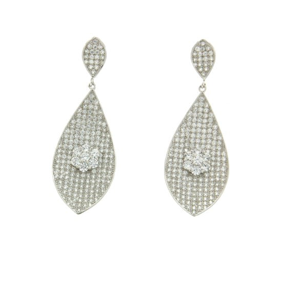 YURI, pendientes largos para fiesta de plata y circonitas - Roman Joyero