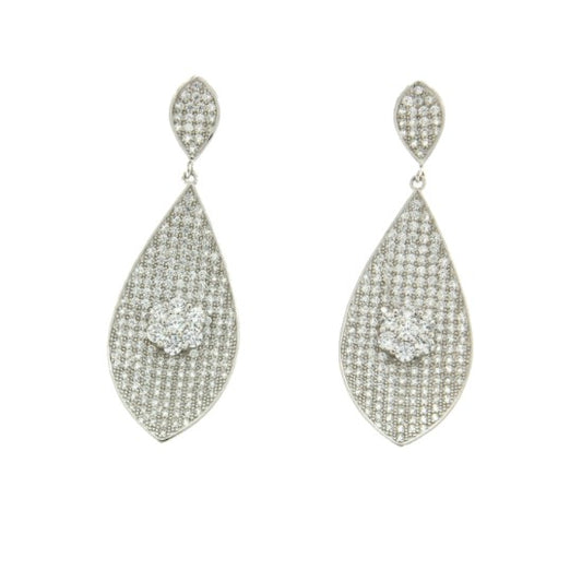 YURI, pendientes largos para fiesta de plata y circonitas - Roman Joyero