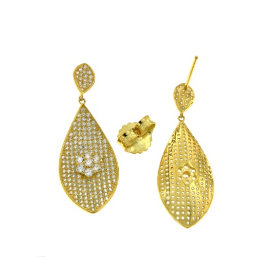 YURI, pendientes largos para fiesta de plata y circonitas - Roman Joyero