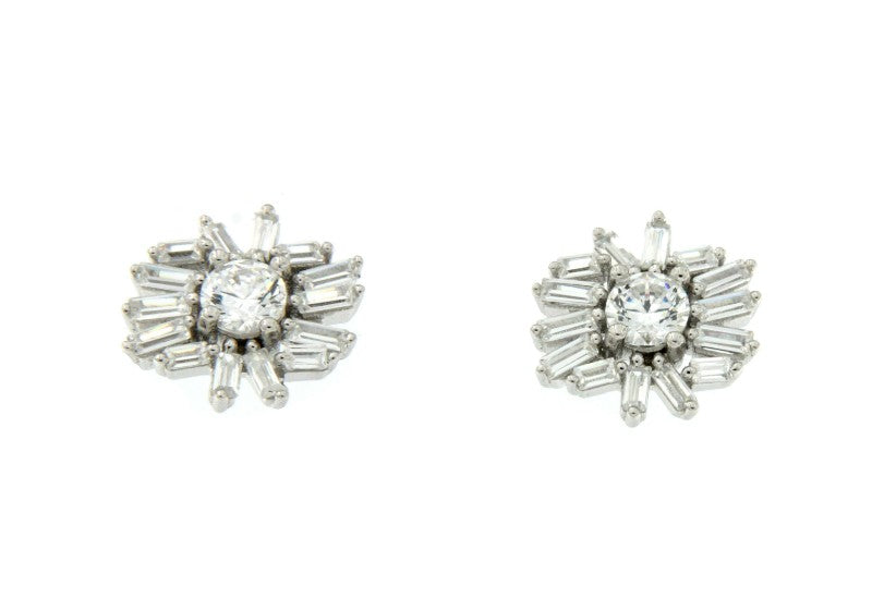 ARTEM, pendientes cortos de plata con circonitas baguette - Roman Joyero