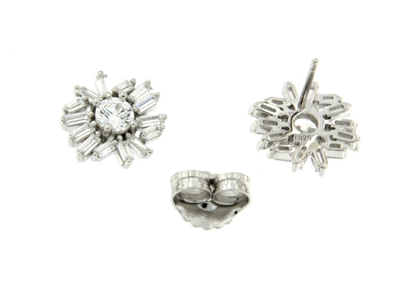 ARTEM, pendientes cortos de plata con circonitas baguette - Roman Joyero