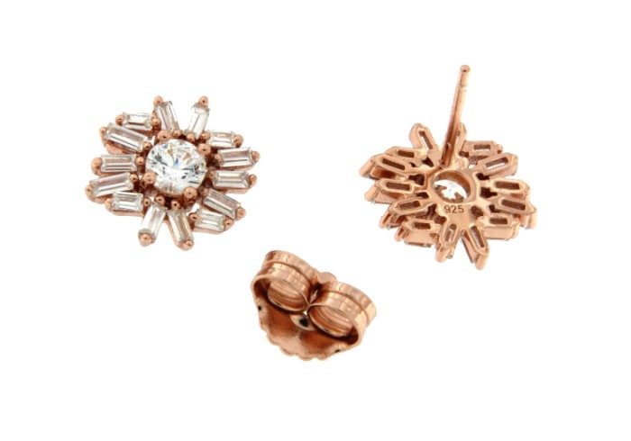 ARTEM, pendientes cortos de plata con circonitas baguette - Roman Joyero