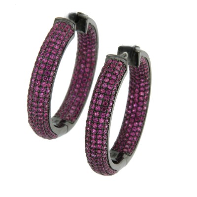 EDIK, aros de plata gruesos con circonitas de colores