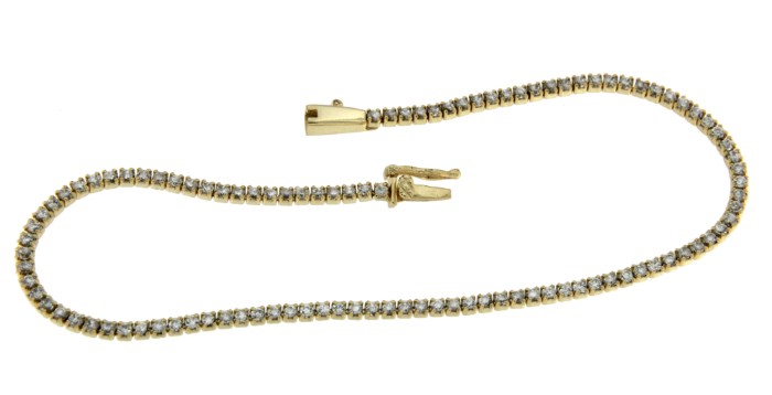 SHARK, pulsera de plata dorada estilo riviere - Roman Joyero