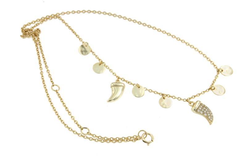 STAR, cadena de plata dorada con dijes - Roman Joyero