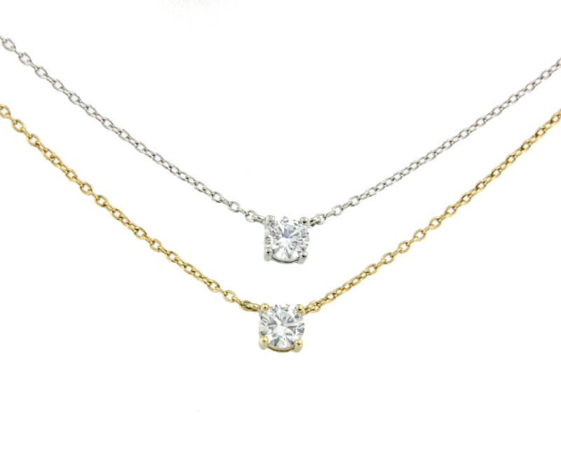 SAIL, cadena de plata dorada con solitario - Roman Joyero