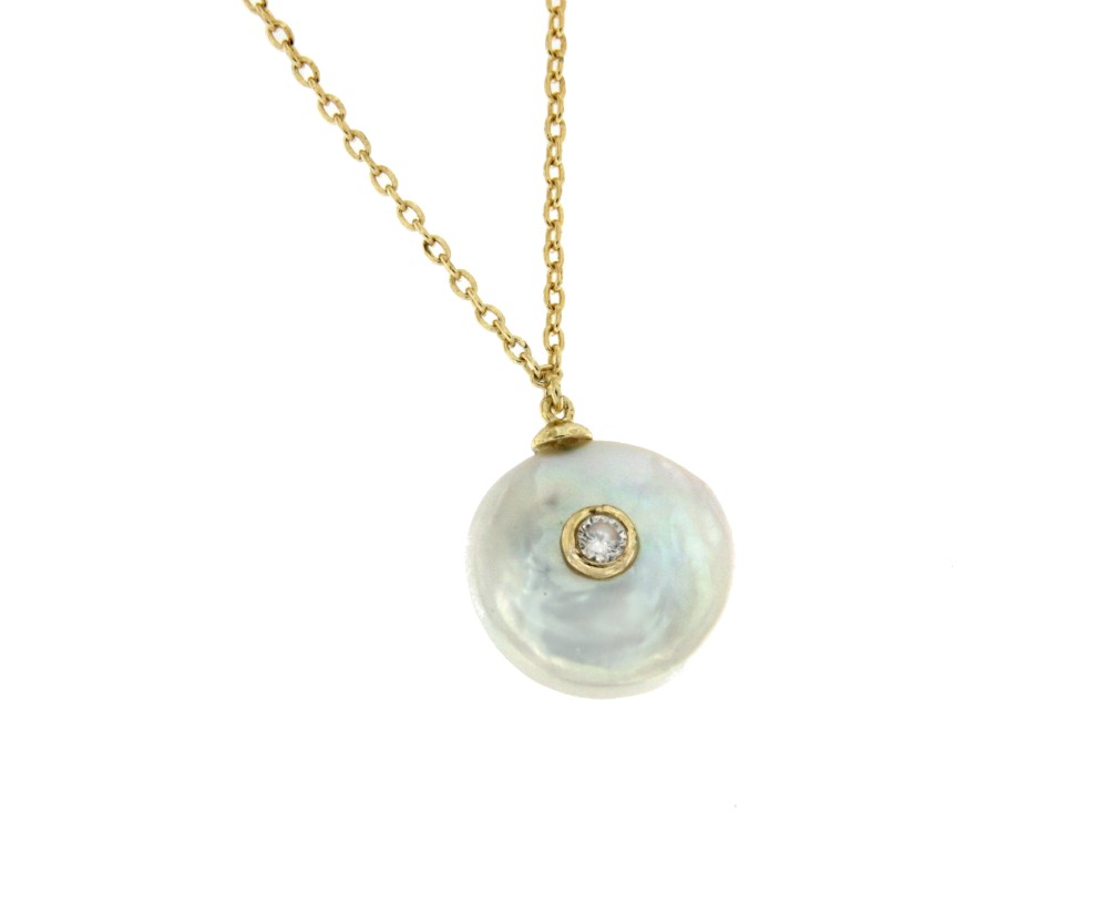 NICOLA, cadena de plata con dije de perla - Roman Joyero