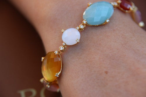 FERRARI, pulsera de oro y diamantes con piedras naturales - Roman Joyero