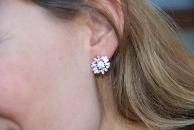 ARTEM, pendientes cortos de plata con circonitas baguette - Roman Joyero