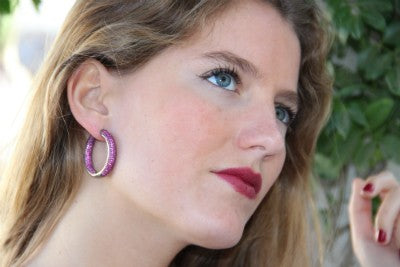 EDIK, aros de plata gruesos con circonitas de colores