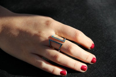 ALESSANDRIA, anillo de plata con turquesas - Roman Joyero