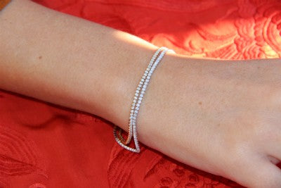 SHARK, pulsera de plata dorada estilo riviere - Roman Joyero