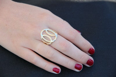 SENISE,anillo de plata dorada con eslabones - Roman Joyero