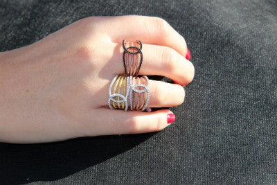 LENA, anillo de plata con circonitas de colores - Roman Joyero