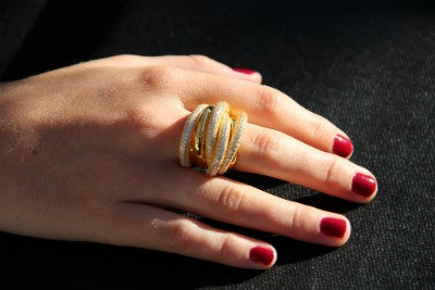ALEXEY, anillo extra ancho de plata con circonitas