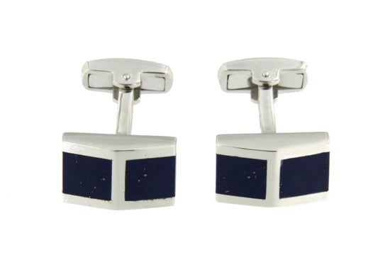 Gemelos de plata para caballero con piedra lapislázuli - Roman Joyero