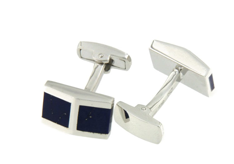 Gemelos de plata para caballero con piedra lapislázuli - Roman Joyero
