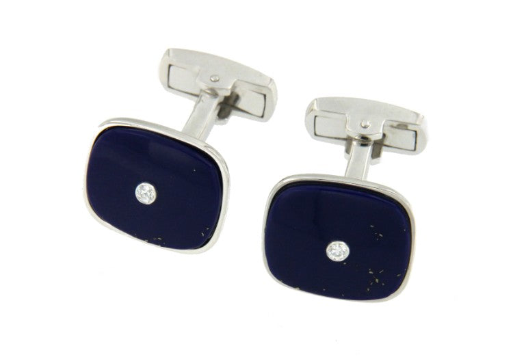 Gemelos para caballero plata de primera ley con lapislázuli - Roman Joyero