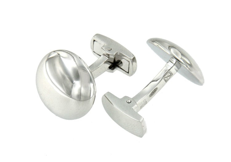 Gemelos en plata con forma redondeada y lisa grabables - Roman Joyero