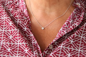 Cadena de oro blanco con chatón - Roman Joyero