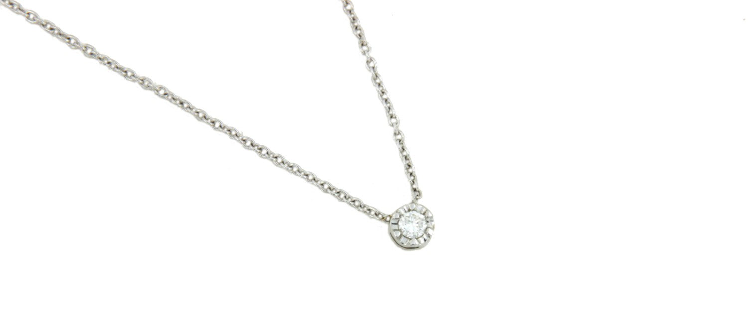 Cadena de oro blanco y diamante central - Roman Joyero