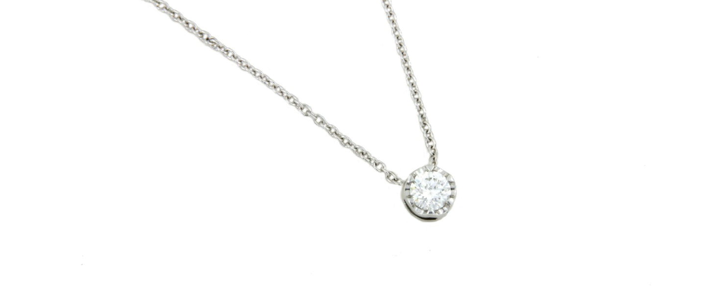 Solitario en cadena de oro blanco - Roman Joyero