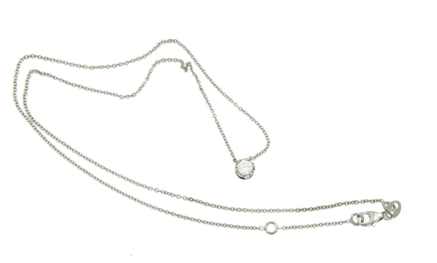 Solitario en cadena de oro blanco - Roman Joyero