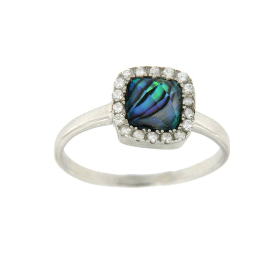 Anillo de plata con piedra cristal abalone. - Roman Joyero