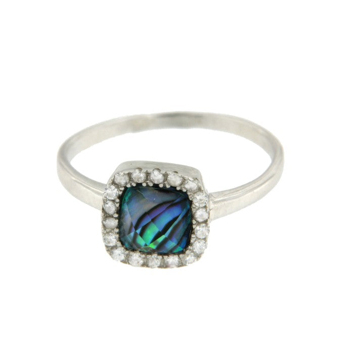 Anillo de plata con piedra cristal abalone. - Roman Joyero