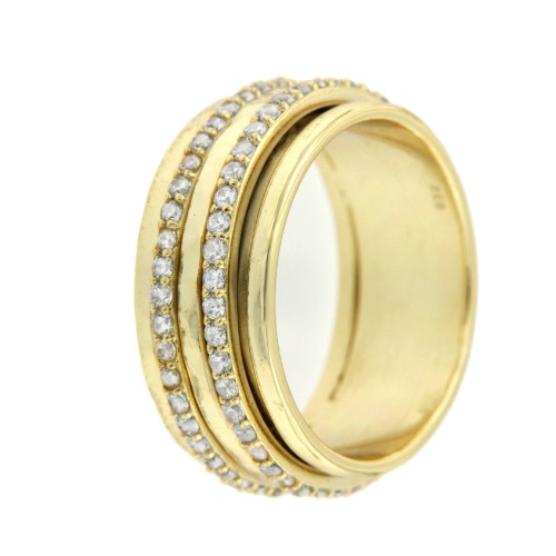 Anillo ancho de plata con circonitas - Roman Joyero