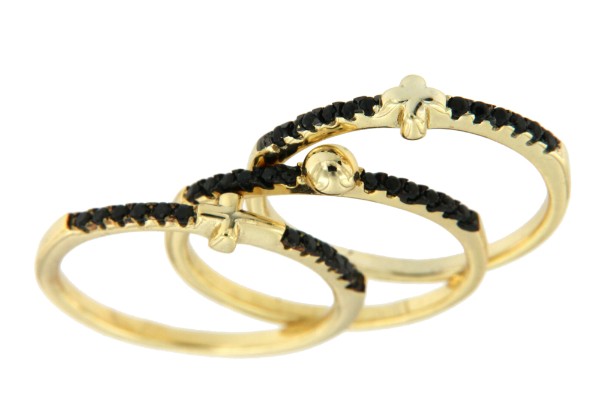 Anillo plata con baño de oro y bola central - Roman Joyero