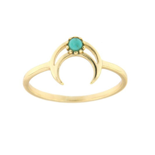 Anillo de plata con baño de oro y turquesa. - Roman Joyero