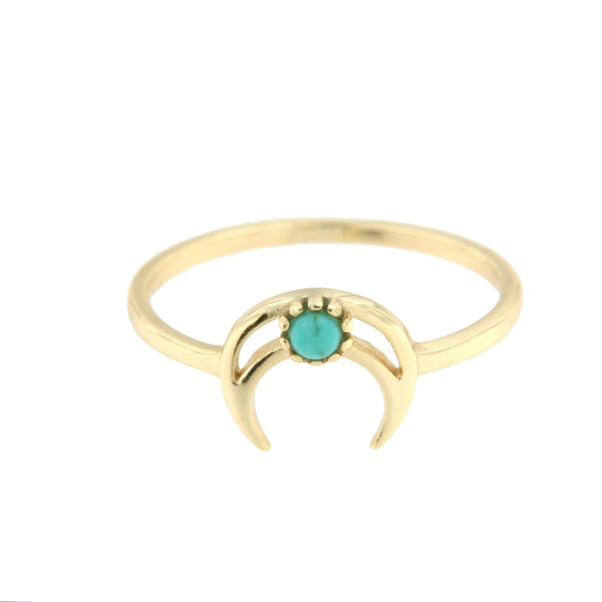Anillo de plata con baño de oro y turquesa. - Roman Joyero