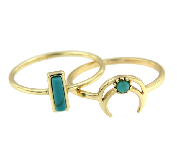 Anillo de plata con baño de oro y turquesa. - Roman Joyero