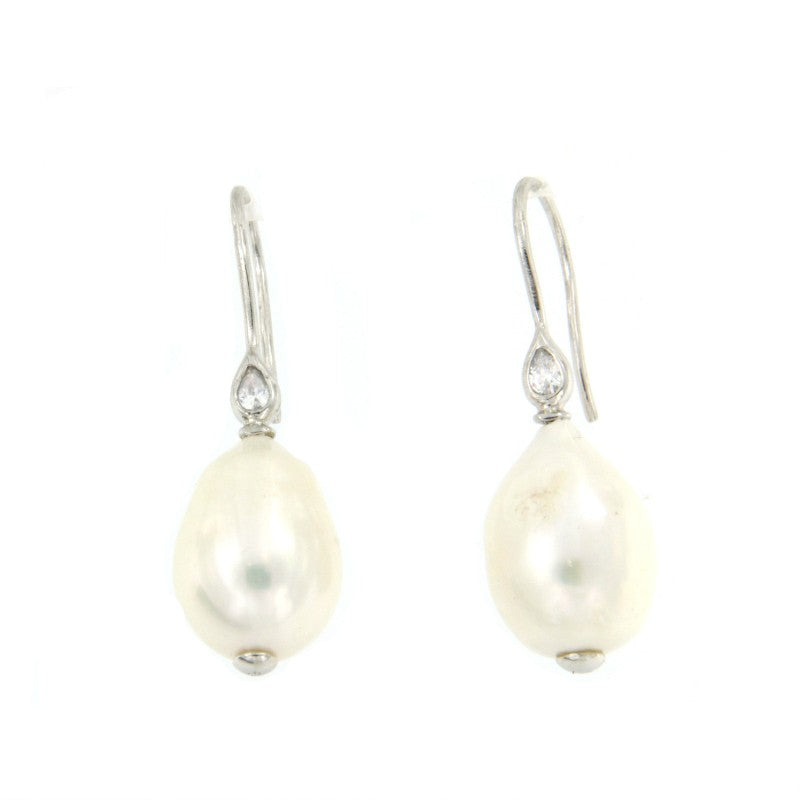 Pendiente de plata con baño de oro o rodio y perla - Roman Joyero