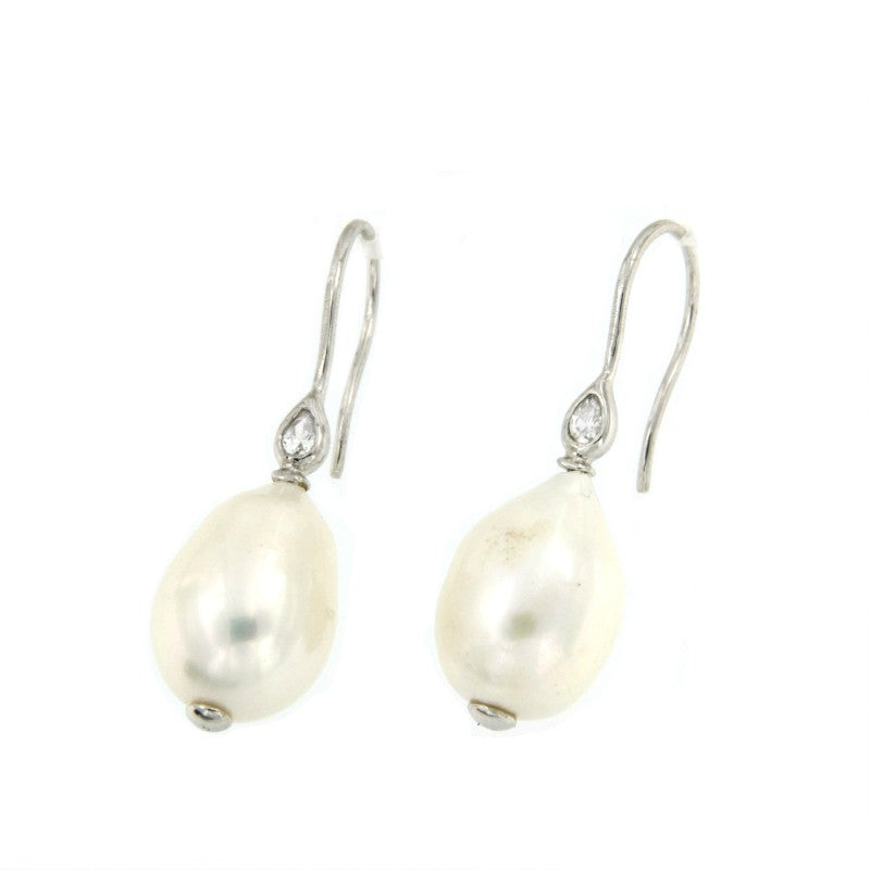 Pendiente de plata con baño de oro o rodio y perla - Roman Joyero