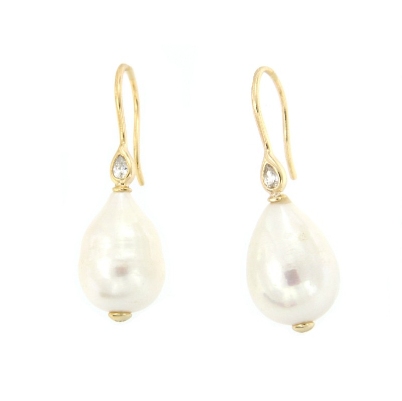 Pendiente de plata con baño de oro o rodio y perla - Roman Joyero