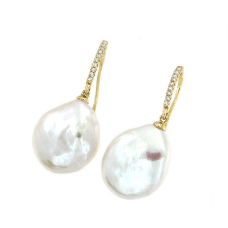 Pendientes de plata con baño de oro, circonitas y perla. - Roman Joyero