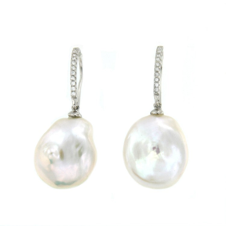 Pendientes de plata con baño de oro, circonitas y perla. - Roman Joyero