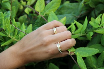 Anillo ancho con baño de oro amarillo - Roman Joyero