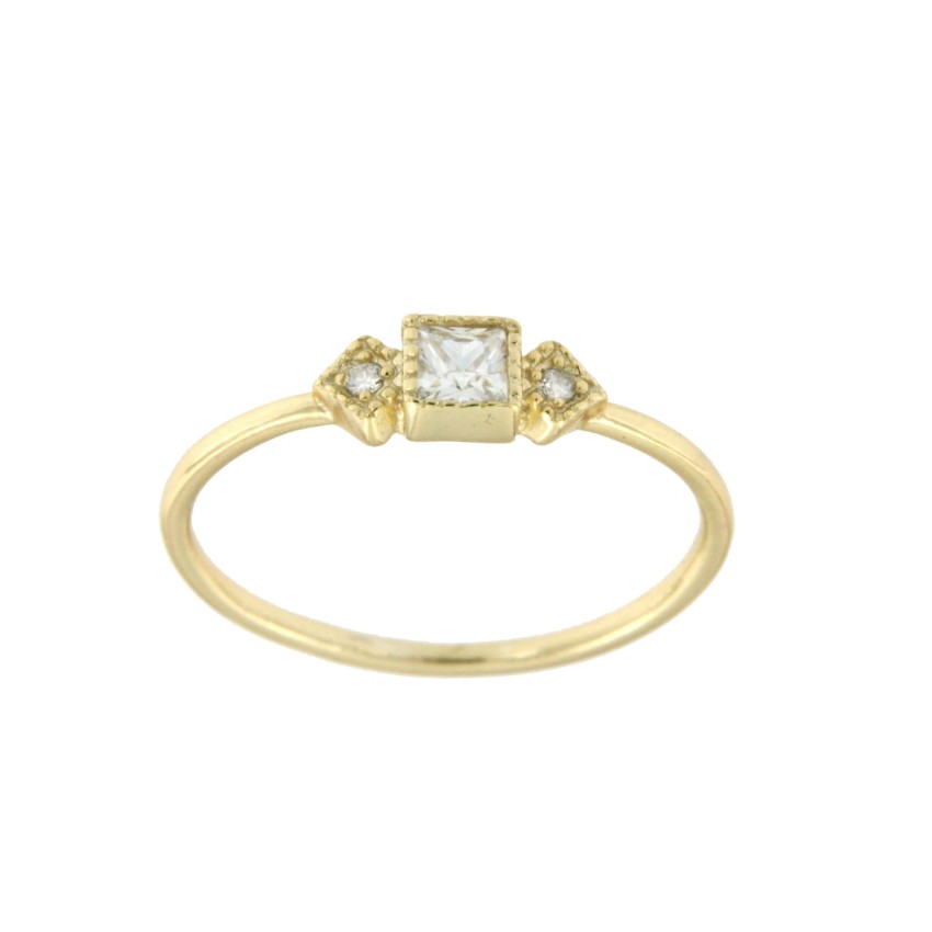 Anillo de plata con baño de oro y diferentes formas en circonitas - Roman Joyero