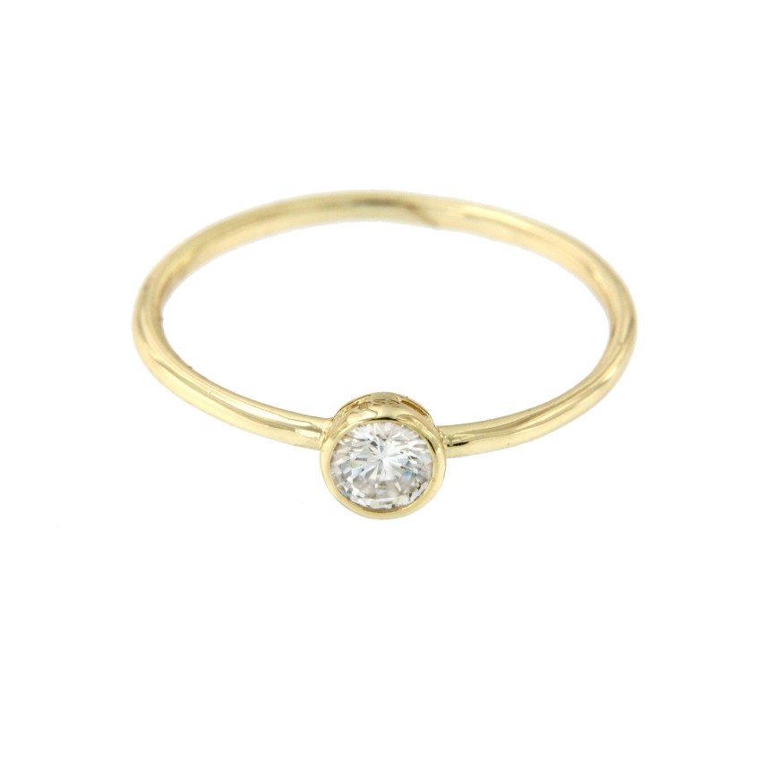 Anillo solitario de plata con circonita en talla brillante - Roman Joyero