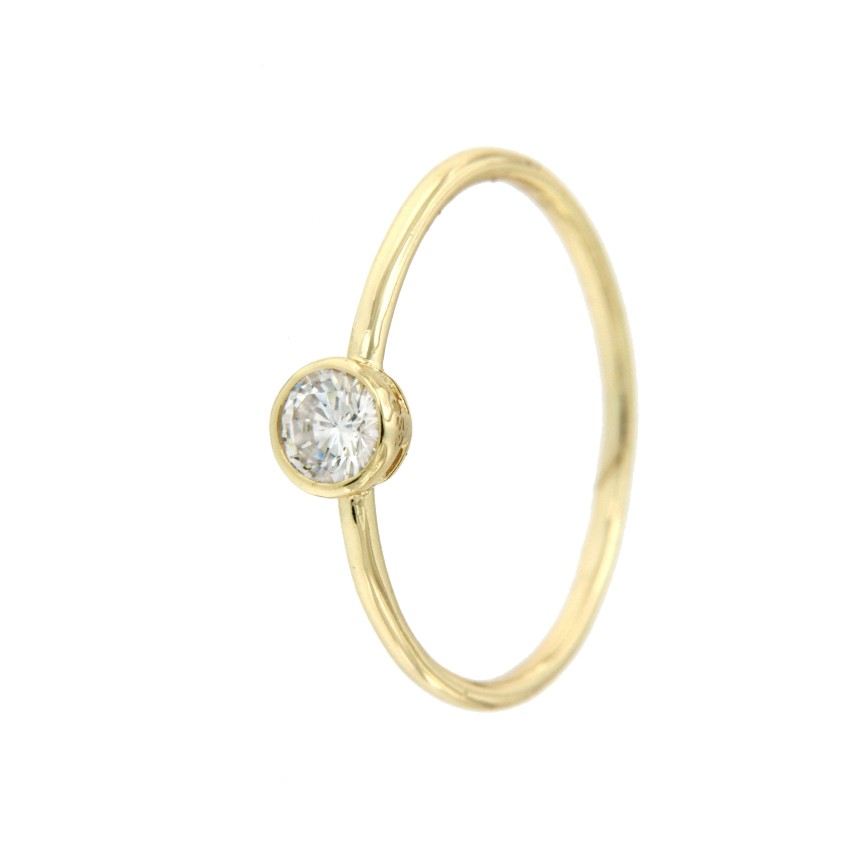 Anillo solitario de plata con circonita en talla brillante - Roman Joyero
