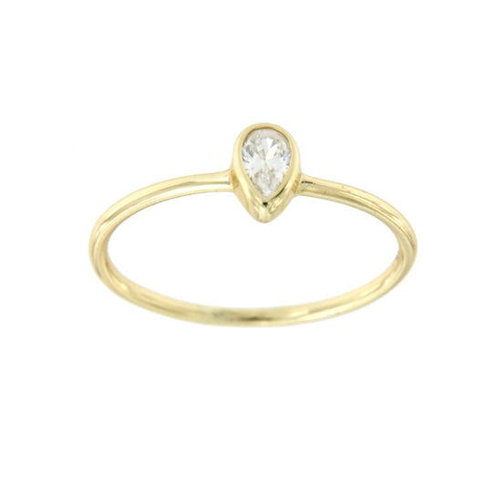 Anillo solitario de plata con circonita en talla de lágrima - Roman Joyero